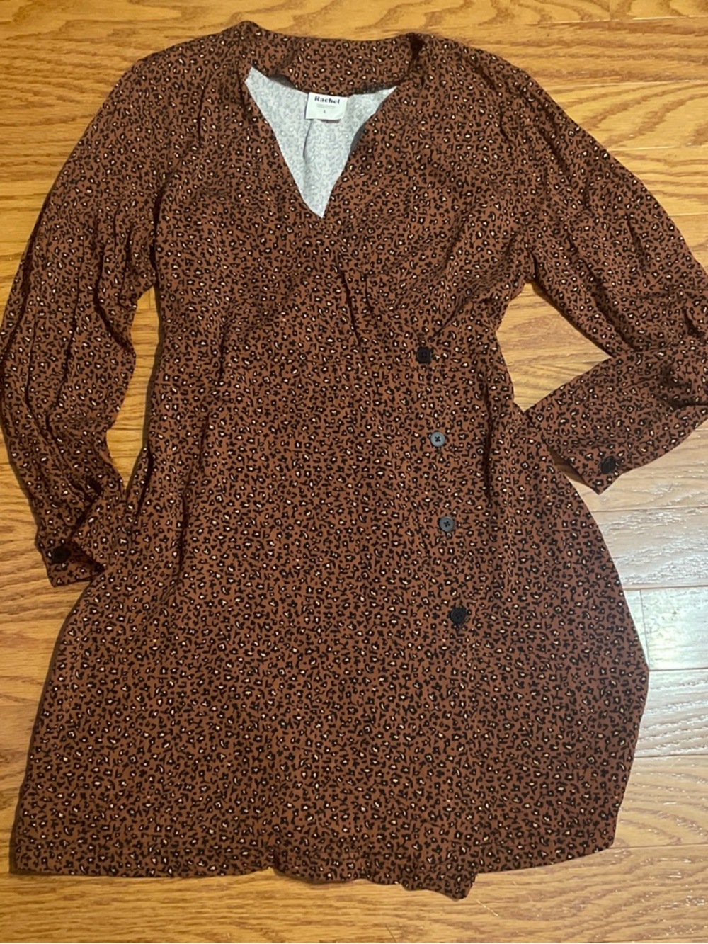 Rachel Leopard-Print Button-Up in Brown & Black